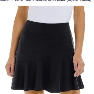 IBKUL Black Solid Flounce Golf Skirt With Built in Shorts Small